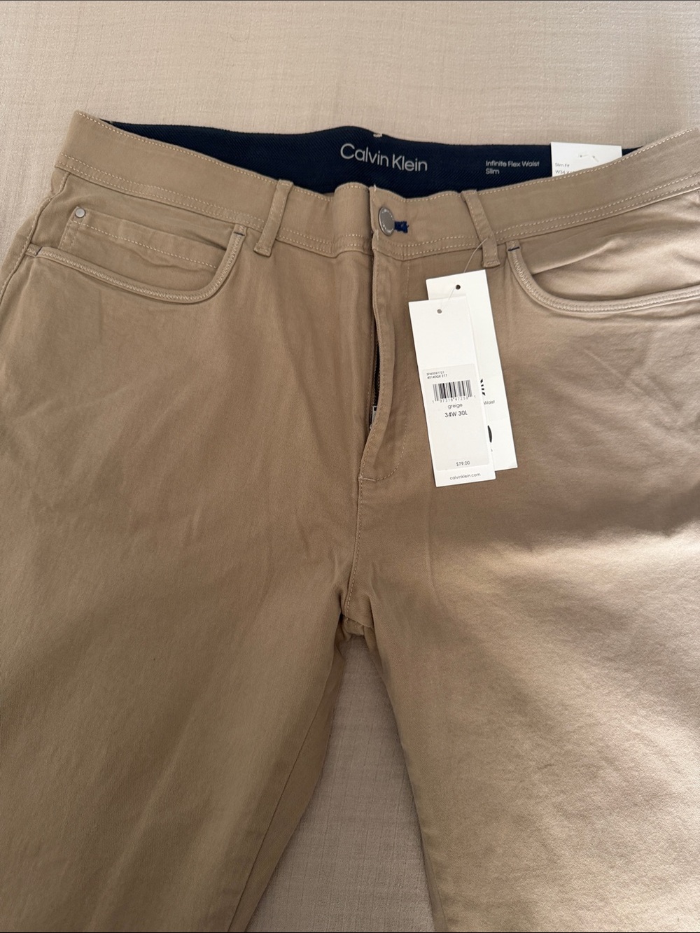 Calvin Klein Slim Fit Chinos in Khaki Tan